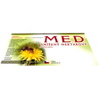 Etiketa MED - smíšený žlutá květina - samolepka